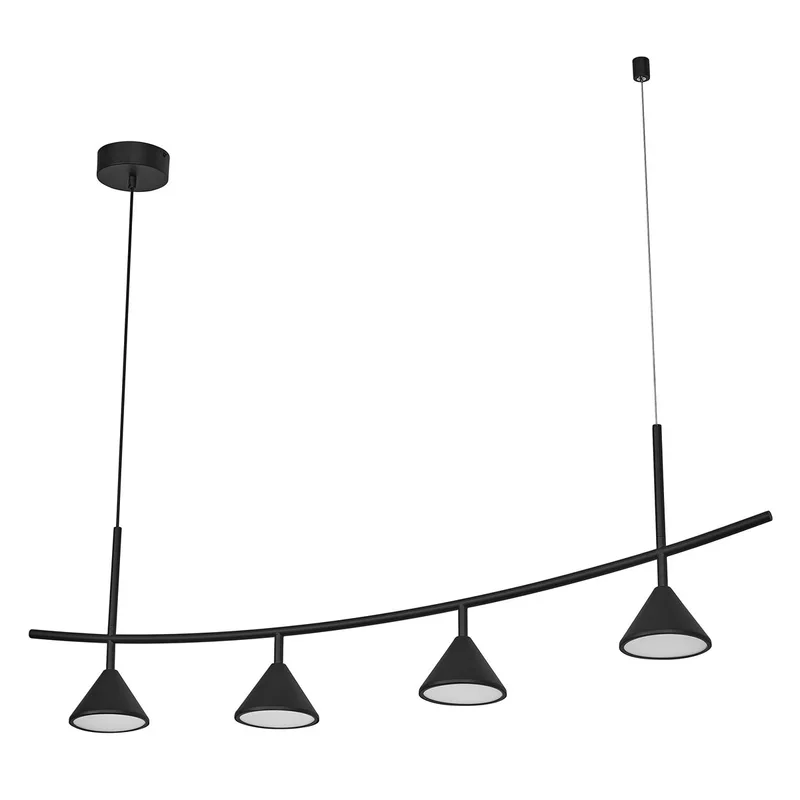Decor Fuji Linear, decoratieve hanglamp, 4-lamps, 16W, 620lm, 3000K, 930 warm wit, niet dimbaar, IP20, staal, lamp niet vervangbaar van Osram in Zwart – productfoto