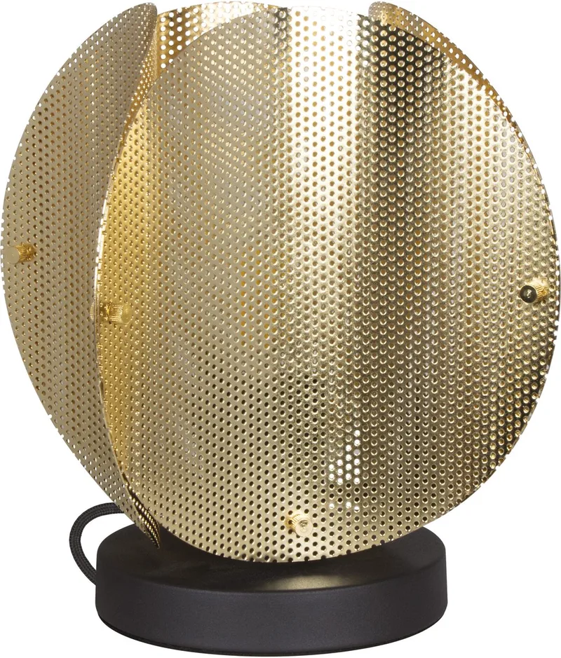 DECOR Gevouwen Globe Tafellamp E27, 260mm, Staal geëlektroplateerd, Industrieel, Textielkabel fra Osram i Guld – produktbillede