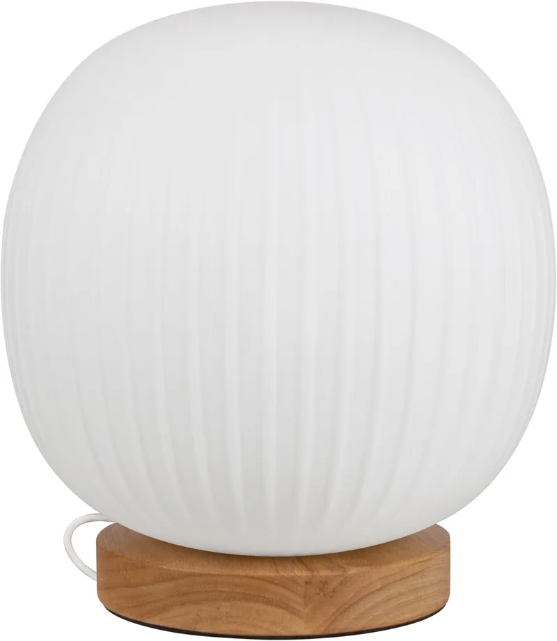 DECOR Glazen Lantaarn Tafellamp E27, 310mm, Hout DECOR, Rubberhout/Metaal/Glas, Textielkabel van Osram in Houten decor – productfoto