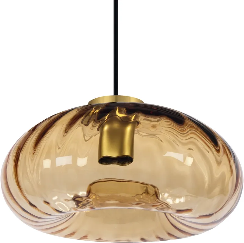DECOR Goudglas Hanglamp, Goud Metalen amberglas, E27 Versie, 280mm, speciaal lichteffect de Osram en Amber – photo produit