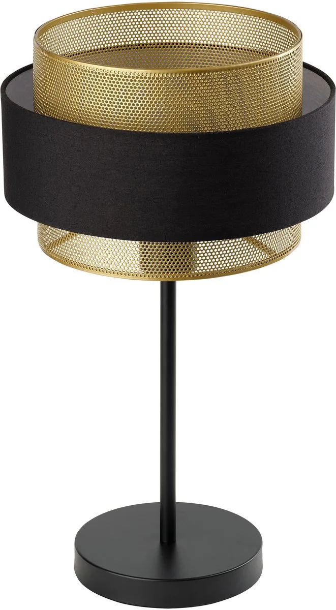 DECOR Hornet tafellamp E27 Zwart Goud 250mm, tafellamp, Metaal, textiel, geschikt als bedlamp van Osram in Zwart, Goud – productfoto