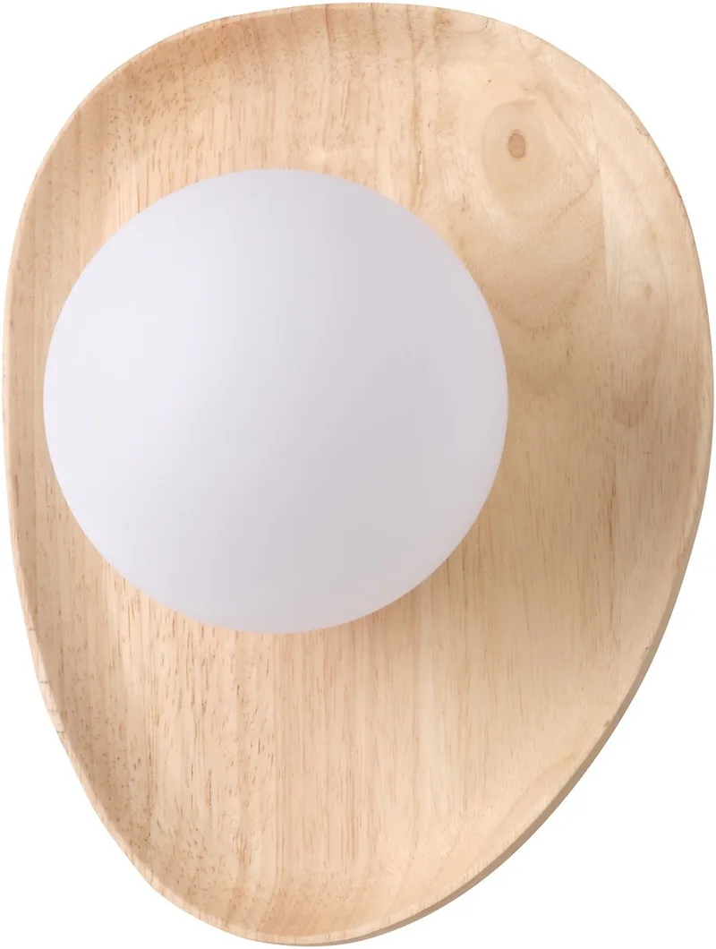 Decor Houten Nest Wandlamp, Bruin Rubberhout, G9 Versie, Metaal, Glas, Textielkabel de Osram en Houten decor – photo produit
