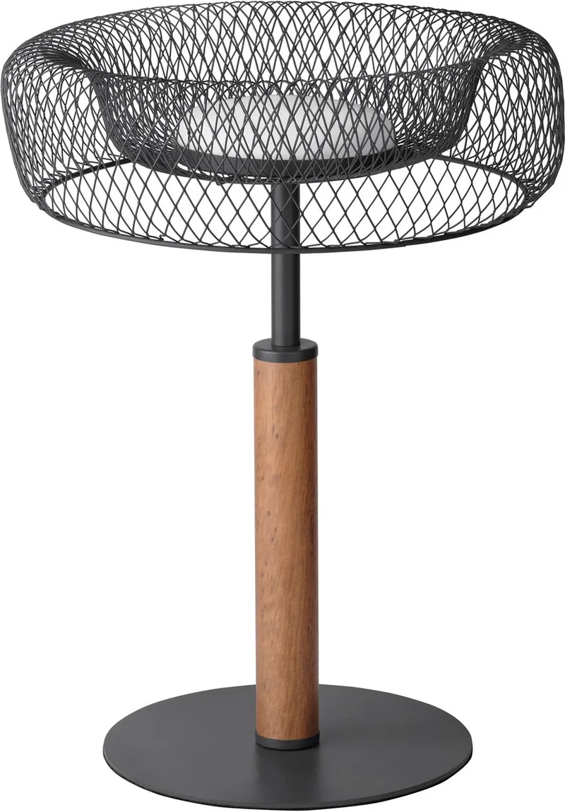 Decor Mesh Tafel LED Tafellamp, Metalen gaas, Rubberhout, 10W, 640lm, 3000K, 300mm by Osram in Black – product photo