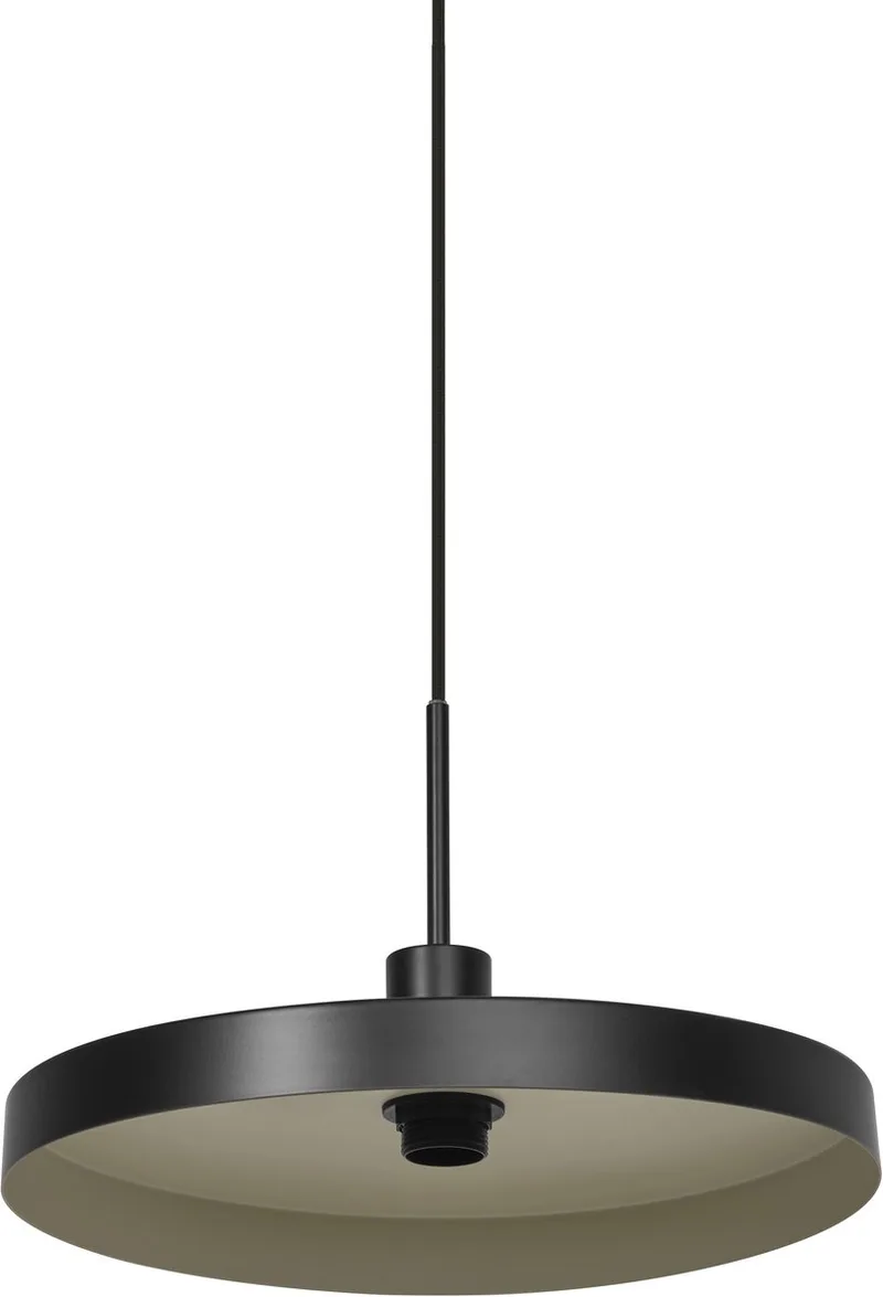 Decor Plate decoratieve hanglamp met plaatvormige lampenkap, 400mm, met E27 fitting, IP20, metaal, zwart/beige de Osram en Noir, Beige – photo produit