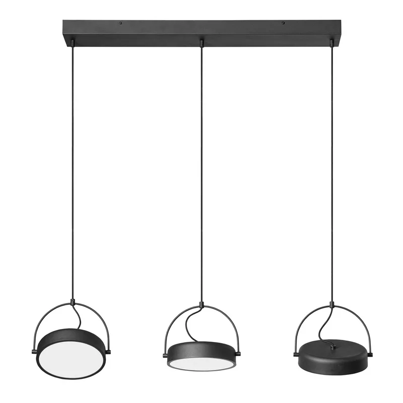 Decor Puck 3XHang LED Hanglamp, Staal, 36W, 1250lm, 3000K, CRI >90 de Osram en Noir – photo produit