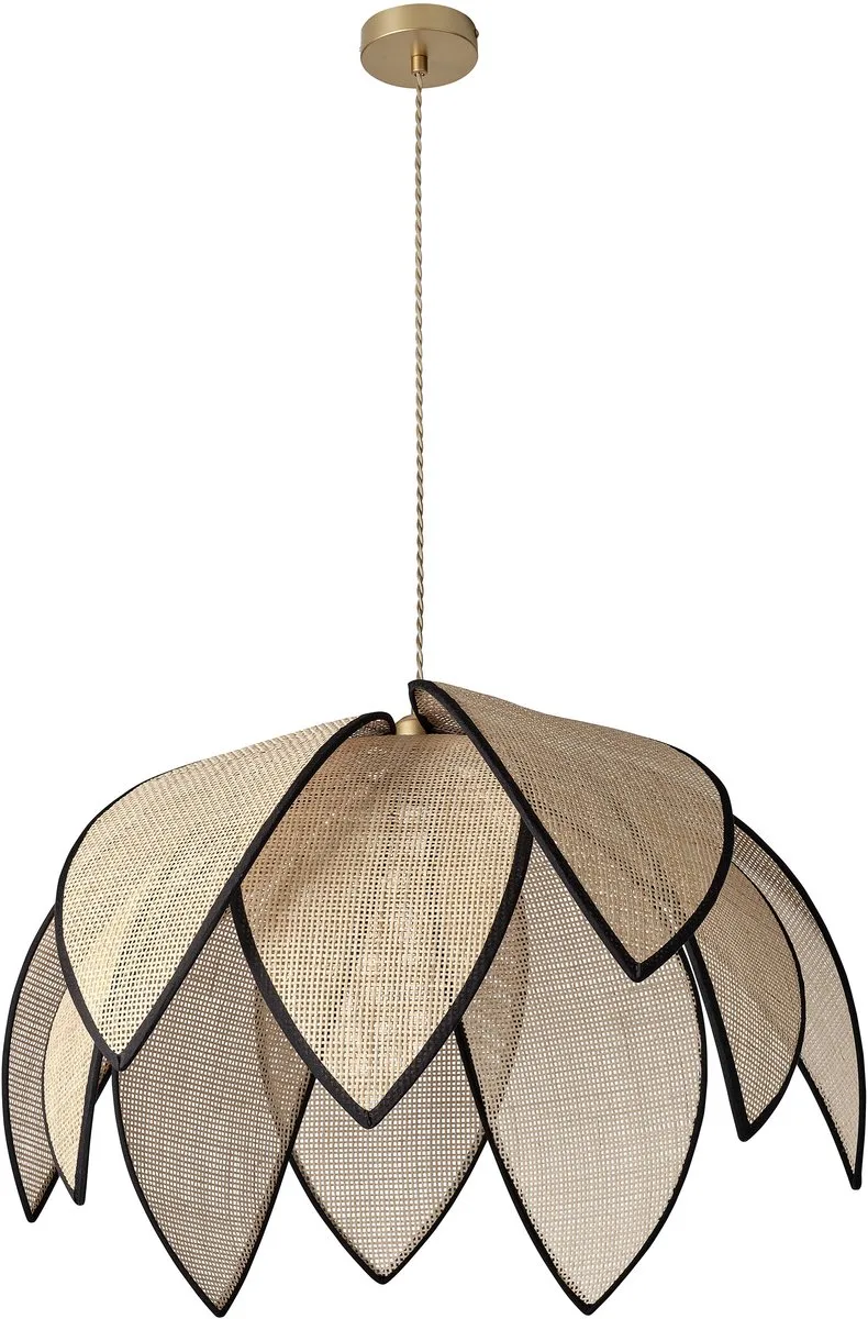 DECOR Rattan Lotus Hanglamp 670mm E27 Bruin, Rattan, Metaal, natuurlijk, voor Woonkamer en Eetkamer de Osram en Beige – photo produit