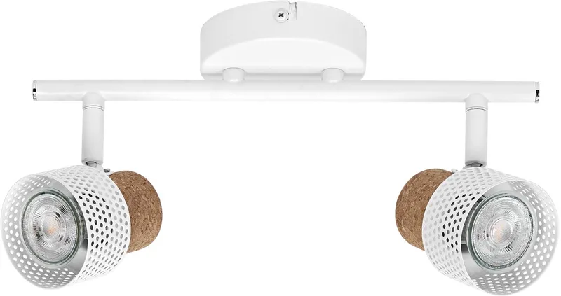 DECOR SPOT CORK, 2 x 3,4W, 460lm, spot, verstelbare koppen, veelzijdig gebruik, interieurspot, vervangbare ledlampen, dimbaar, warm witte lichtkleur, GU10 de Osram en Blanc – photo produit