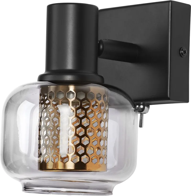 Decor Spot Firefly lamp in industriële stijl, 1 x 2,8 W, 250 lm, 2700 K, metalen en glazen behuizing, E14 fitting, aan/uit schakelaar, eenvoudige installatie, inclusief dimbare lamp von Osram in Schwarz – Produktfoto
