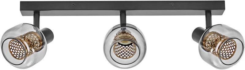 Decor Spot Firefly lamp in industriële stijl, 3 x 2,8 W, 827, 750 lm, 2700 K, metalen en glazen behuizing, E14 fitting, eenvoudige installatie, dimbare lamp inbegrepen von Osram in Schwarz – Produktfoto