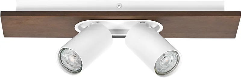 DECOR SPOT MERCURY, 2 x 3,4W, 460lm, hout-look, wit, spot, verstelbare koppen, veelzijdig gebruik, interieurspot, vervangbare ledlampen, warm witte lichtkleur, GU10 de Osram en Blanc, Houtdecor – photo produit