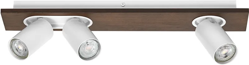DECOR SPOT MERCURY, 3 x 3,4W, 690lm, hout-look, wit, spot, verstelbare koppen, veelzijdig gebruik, interieurspot, vervangbare ledlampen, warm witte lichtkleur, GU10 de Osram en Blanc, Houtdecor – photo produit