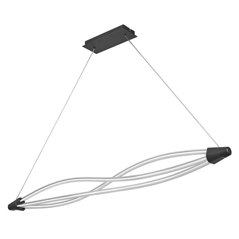 Decor Swirl hanglamp van gebogen polycarbonaat met LED en filament design, 22 W, 2400 lm, 3000 K, 830 warm wit, klikdimbaar, kunststof (PC), IP 20 de Osram en Gris foncé – photo produit