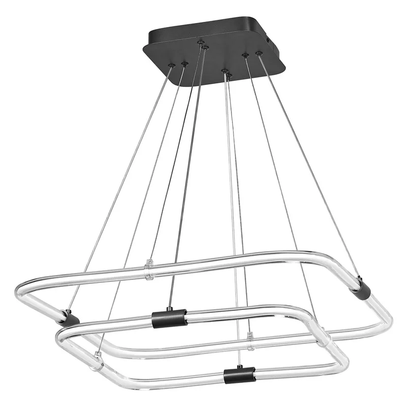 Decor Tetragon 2-lamps hanglamp van gebogen polycarbonaat met LED en filament design, 23 W, 250 lm, 3000 K, 830 warm wit, klikdimbaar, kunststof (PC), IP20 von Osram in Dunkelgrau – Produktfoto