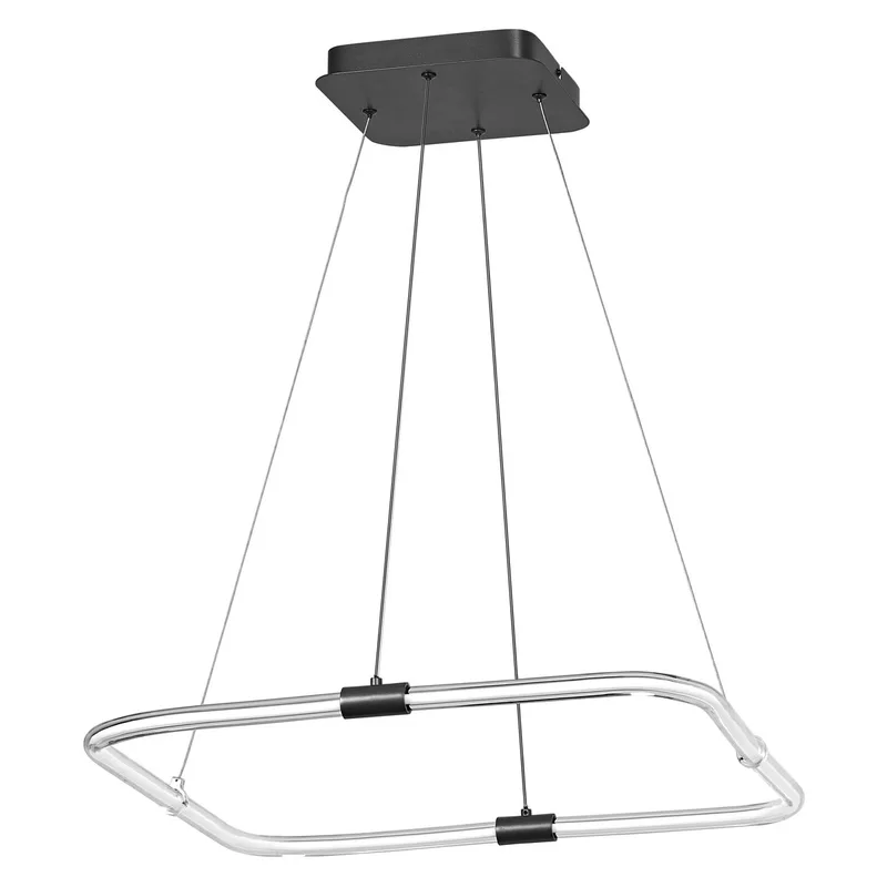 Decor Tetragon hanglamp van gebogen polycarbonaat met LED en filament design, 18 W, 2000 lm, 3000 K, 830 warm wit, klikdimbaar, kunststof de Osram en Gris foncé – photo produit
