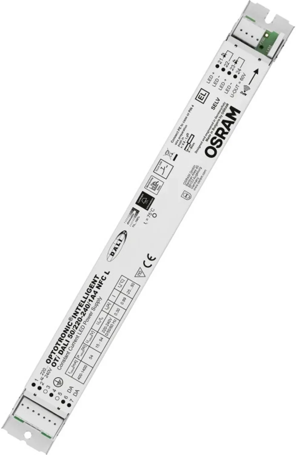 Doos 20x Osram LED Driver | OPTOTRONIC Intelligent - DALI NFC (SELV) 80/220…240/2A1 NFC L | DALI Dimbaar IP20 von Osram – Produktfoto