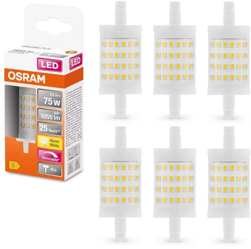 Doos 6x Osram R7s LED Buislamp | 9.5W 2700K 220V/240V 827 1055Lm | 300° Dimbaar 78mm by Osram – product photo