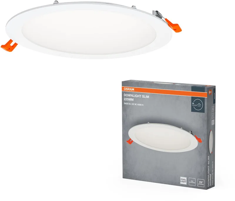 Downlight Slim 225mm, LED-inbouwlamp, 22W, 4000K neutraal 2000 lumen, plat ontwerp, IP20, eenvoudige installatie voor woonkamers en keukens von Osram in Weiß – Produktfoto