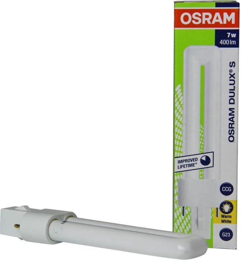 Dulux S fluorescente lamp 7 W G23 Warm wit de Osram – photo produit