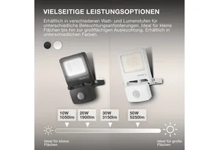 ENDURA FLOOD PC 10W LED-schijnwerper met sensor, 3000K warmwit, 1000 lumen, IP44 schijnwerper met bewegingsmelder, schemersensor 2-1000 lux von Osram in Dunkelgrau – Produktfoto 3 von 5