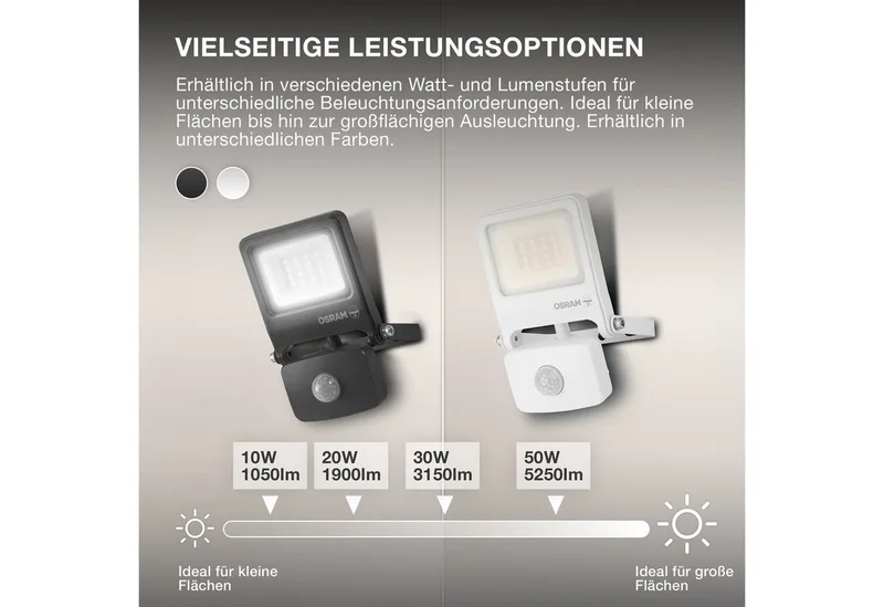 ENDURA FLOOD PC 10W LED-schijnwerper met sensor, 3000K warmwit, 1000 lumen, IP44 schijnwerper met bewegingsmelder, schemersensor 2-1000 lux von Osram in Dunkelgrau – Produktfoto 3 von 5