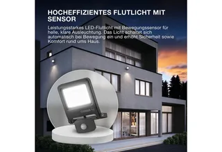 ENDURA FLOOD PC 10W LED-schijnwerper met sensor, 3000K warmwit, 1000 lumen, IP44 schijnwerper met bewegingsmelder, schemersensor 2-1000 lux von Osram in Dunkelgrau – Produktfoto 5 von 5