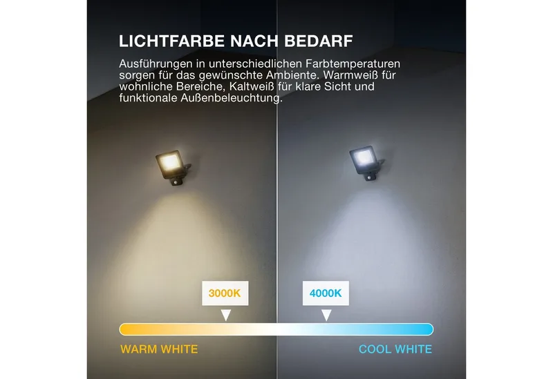 ENDURA FLOOD PC 10W LED-schijnwerper met sensor, 3000K warmwit, 1000 lumen, IP44 schijnwerper met bewegingsmelder, schemersensor 2-1000 lux von Osram in Dunkelgrau – Produktfoto 4 von 5