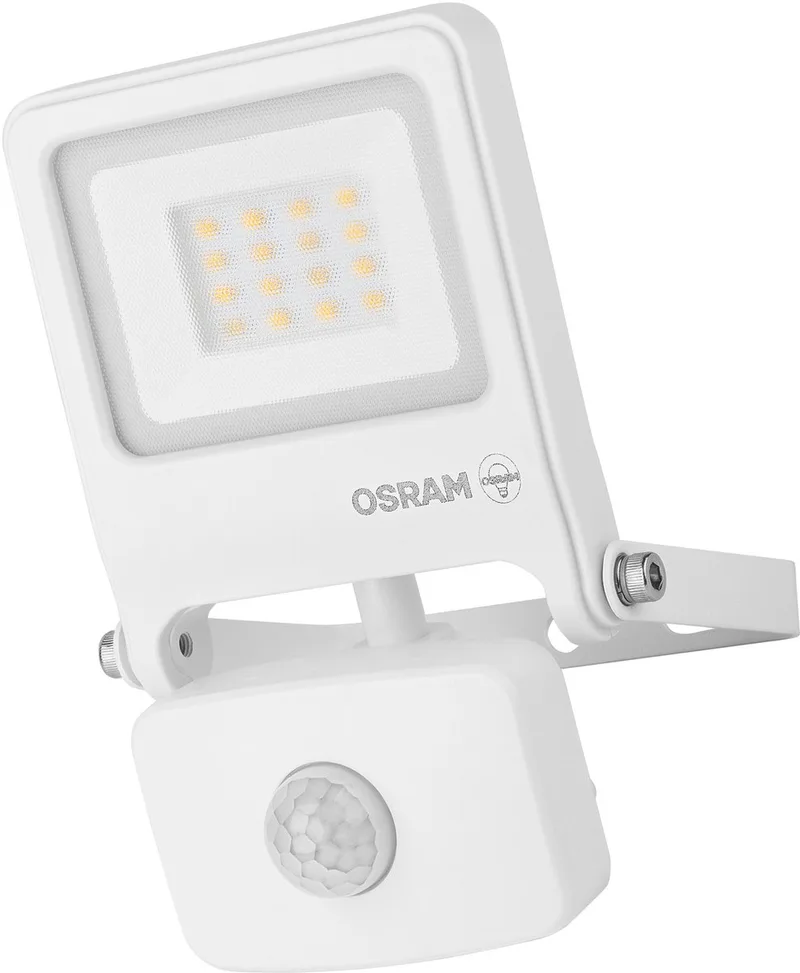 ENDURA FLOOD PC 10W LED-schijnwerper met sensor, 3000K warmwit, 1000 lumen, IP44 witte schijnwerper IR-sensor 9 m, tijd/lux-functie de Osram en Blanc – photo produit