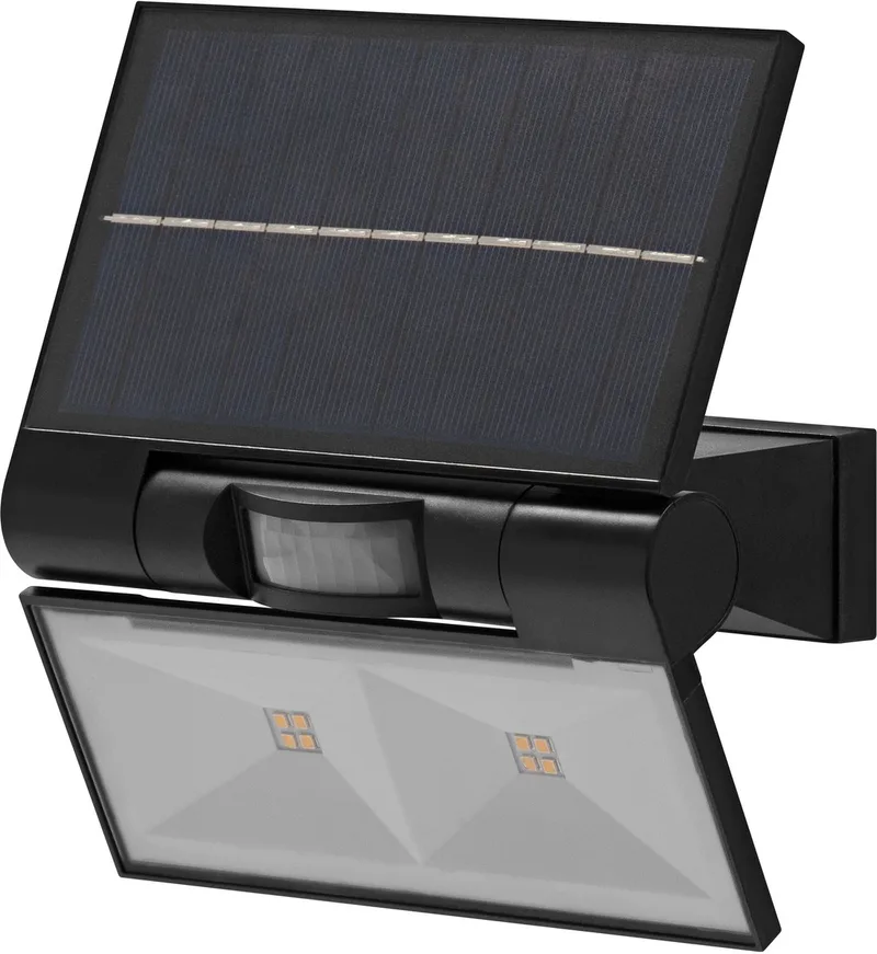 ENDURA solar buitenschijnwerpers met daglicht- en bewegingssensor in donkergrijs, IP44-bescherming, vervanging voor halogeenschijnwerpers van Osram – productfoto
