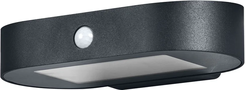 ENDURA Style kleine ovale zonnelamp voor aan de muur, warm wit licht (3000 K), geïntegreerde sensor, kan zonder stroom worden gebruikt, lange gebruiksduur: 30 keer 60 seconden in PIR-modus, beschermingsklasse IP44 van Osram in Zwart – productfoto