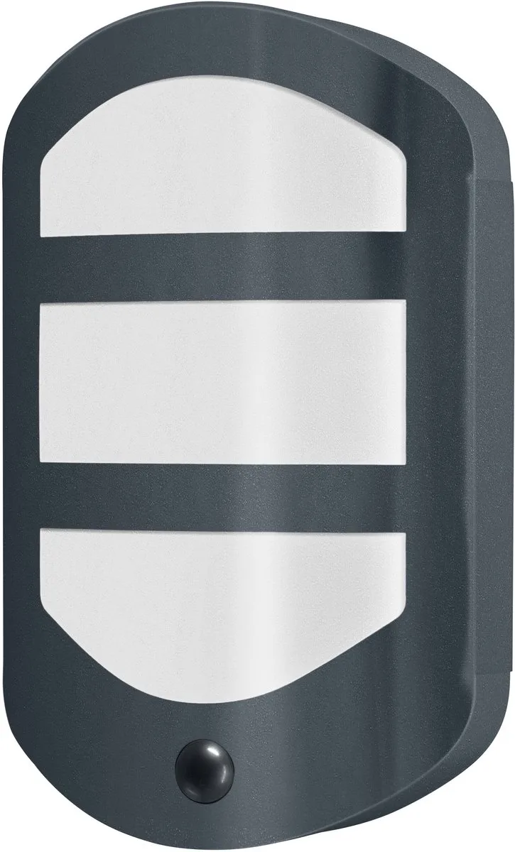ENDURA Style Plate Wall Sensor, buitenwandlamp 12,5W, 630lm, 3000K, IP44, bewegingssensor by Osram in Dark grey – product photo