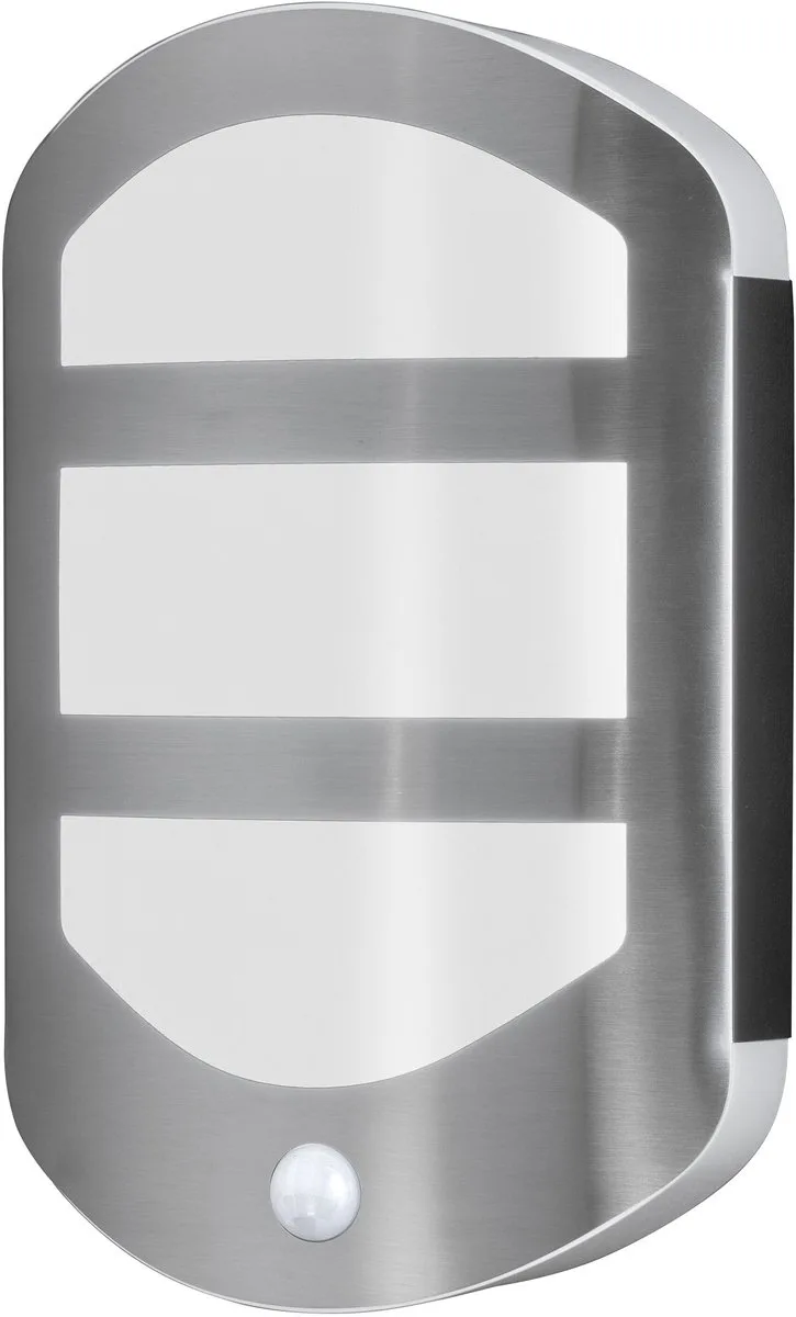 ENDURA Style Plate Wall wandlamp in een moderne roestvrijstalen look met sensor en indirect licht, heldere en functionele LED-buitenlamp, IP44-bescherming, voor entreeverlichting en gevels fra Osram – produktbillede
