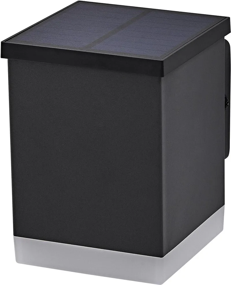 ENDURA STYLE SOLAR WALL buitenlamp, 0,5W, 50lm, wandlamp, indirecte verlichting, oplaadbare batterij, beschermingsklasse IP44, kleurtemperatuur 3.000K, lichtkleur warm wit de Osram en Gris foncé – photo produit