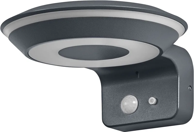 ENDURA Style zonnelamp voor aan de muur Glow, twee afzonderlijk regelbare lichtringen, warm wit licht (3000 K), geïntegreerde sensor, kan zonder stroom worden gebruikt, beschermingsklasse IP44 de Osram en Gris foncé – photo produit