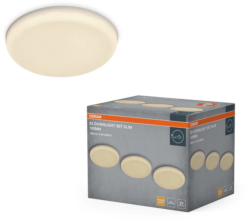 Essential LED inbouwspot Verstelbaar 120mm 9W, downlight verstelbaar 810lm warm 3000K, staalwit de Osram en Blanc – photo produit