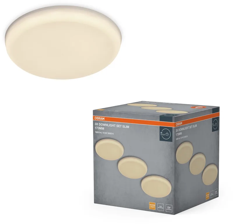 Essential LED inbouwspot Verstelbaar 173mm 18W, downlight verstelbaar warm 3000K, staalwit IP20 de Osram en Blanc – photo produit