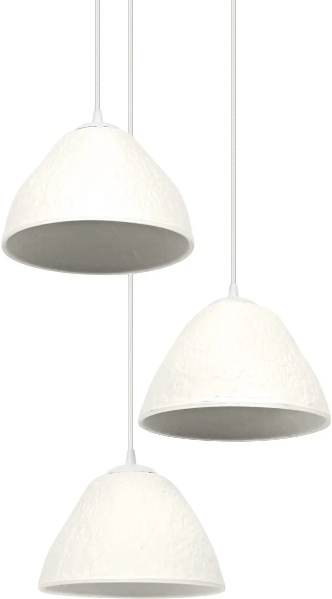 hanglamp 3-lamps Decor Camel Bell van metaal en papier-maché, E14, 437 mm diameter , kap van gerecycled materiaal, duurzaam dankzij vervangbare lichtbron, eenvoudig te installeren de Osram en Blanc – photo produit