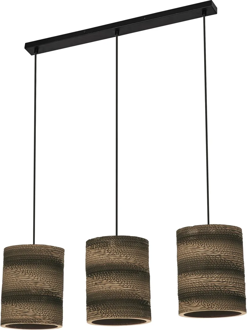 hanglamp 3-lamps Decor Karton Cilinder van golfkarton, E27, 830 mm lengte, lampenkap van gerecycled materiaal, duurzaam dankzij vervangbare lichtbron, eenvoudig te installeren de Osram en Marron – photo produit