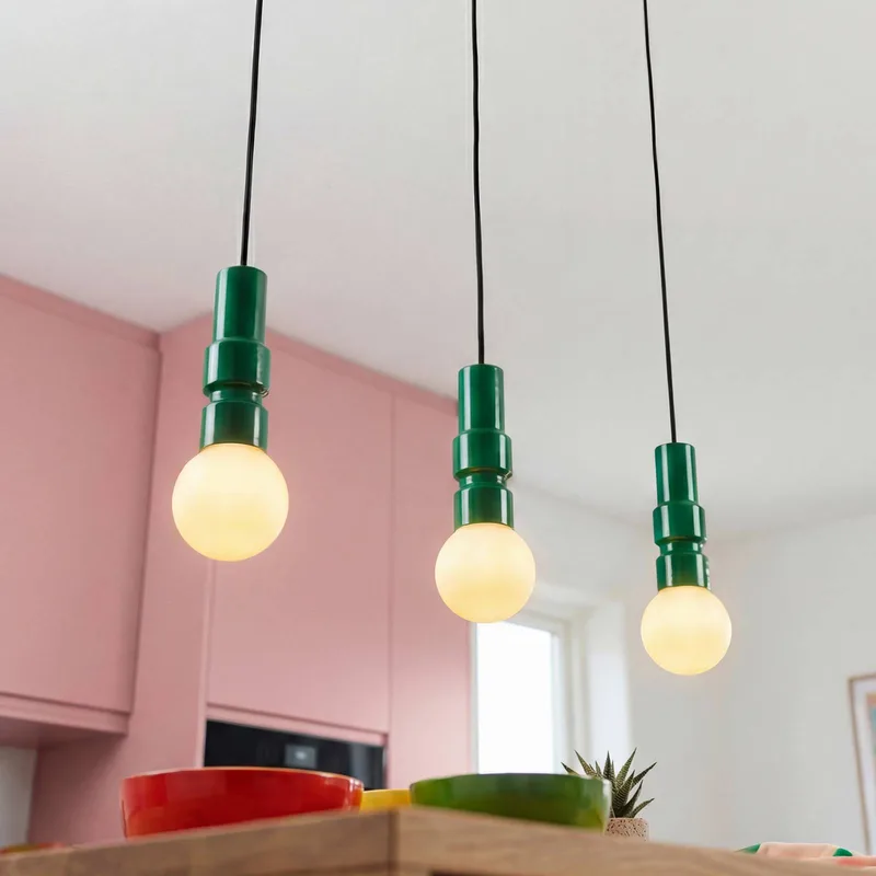 hanglamp Decor Bolty, lengte 66 cm, 3-lamps de Osram en Vert – photo produit