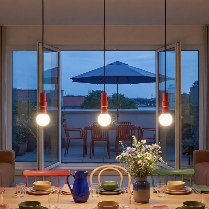 hanglamp Decor Bolty, lengte 66 cm, 3-lamps de Osram en Rouge – photo produit