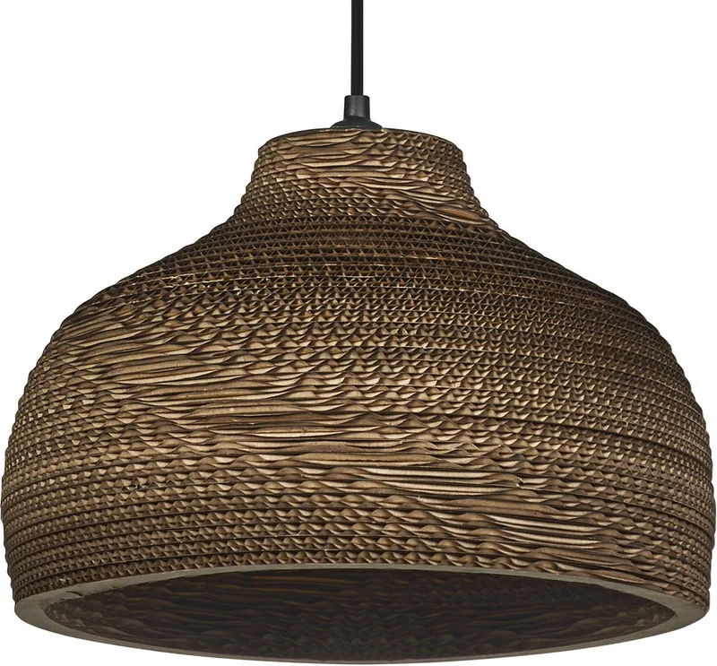 hanglamp Decor Cardboard Hat van golfkarton, lichtgewicht, E27, 360 mm diameter, lampenkap van gerecycled materiaal, duurzaam dankzij vervangbare lichtbron, eenvoudig te installeren fra Osram i Brun – produktbillede