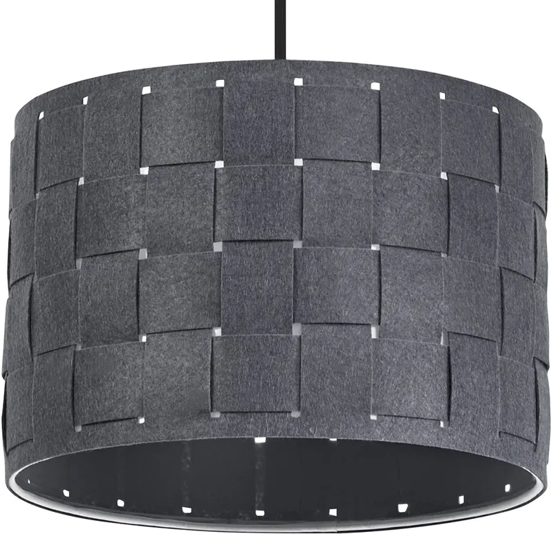 hanglamp Decor Felt Weaving grijs van vilt & metaal, E27, 280 mm diameter, warme lichteffecten dankzij geweven lampenkap, duurzaam dankzij vervangbare lichtbron, eenvoudig te installeren de Osram en Gris foncé – photo produit