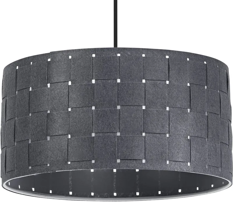 hanglamp Decor Felt Weaving grijs van vilt & metaal, E27, 380 mm diameter, warme lichteffecten dankzij geweven lampenkap, duurzaam dankzij vervangbare lichtbron, eenvoudig te installeren van Osram in Donkergrijs – productfoto