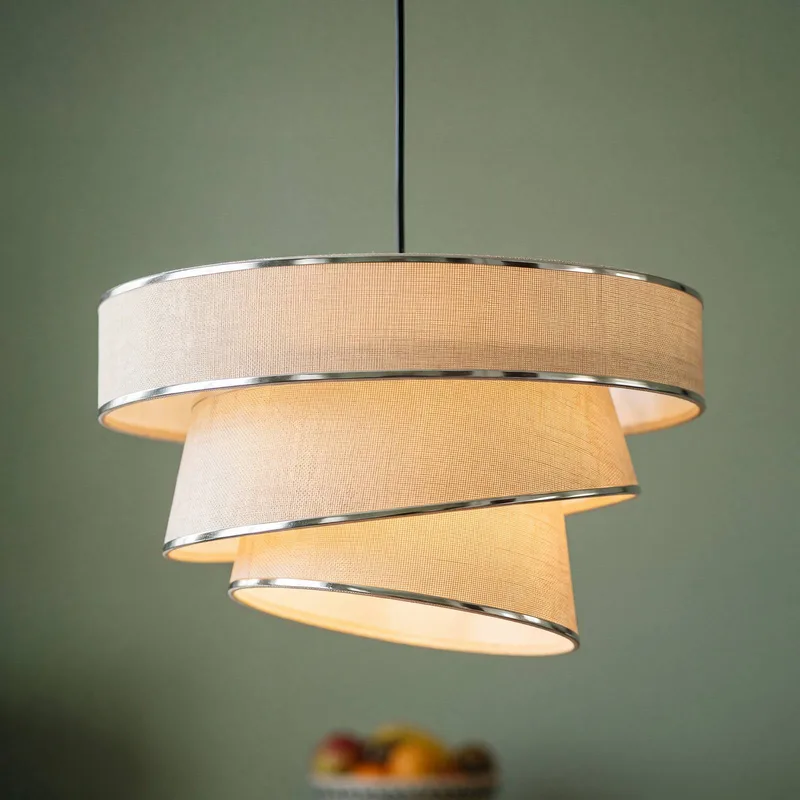 hanglamp Decor Glittey, Ø 40 cm, textiel de Osram en Beige – photo produit