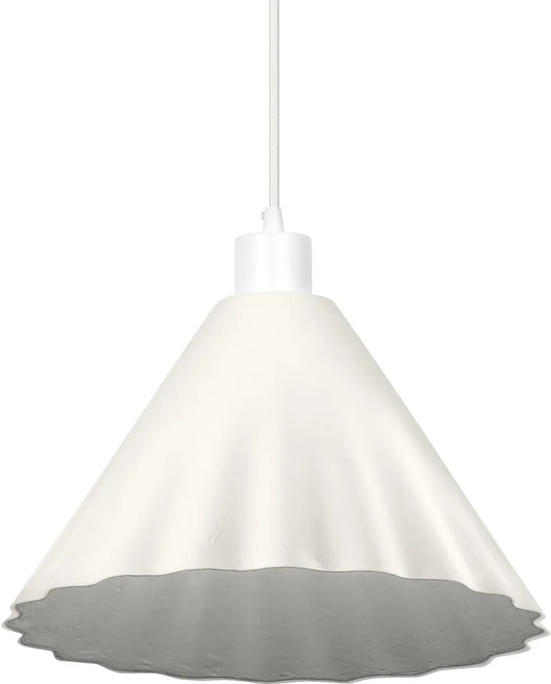 hanglamp Decor Pulp van metaal en papier-maché, E27, 310 mm diameter, lampenkap van gerecycled materiaal, duurzaam dankzij vervangbare lichtbron, eenvoudig te installeren van Osram in Wit – productfoto