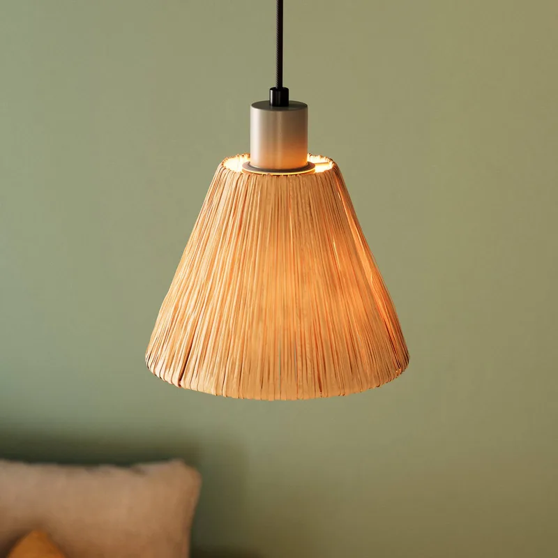 hanglamp Decor Raffia, 1-lamp, raffia, naturelkleurig de Osram en Lichtbruin, Vert – photo produit