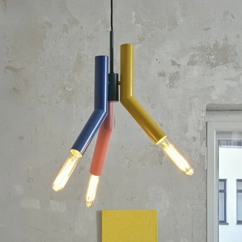 hanglamp Decor Straw, 3-lamps, staal, kleurrijk, E27 de Osram en Multicolore – photo produit