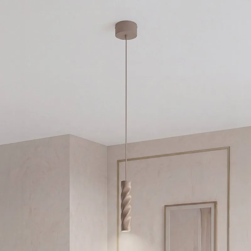 hanglamp Decor Twirl, Ø 12 cm, 1-lamp, metaal de Osram en Beige – photo produit