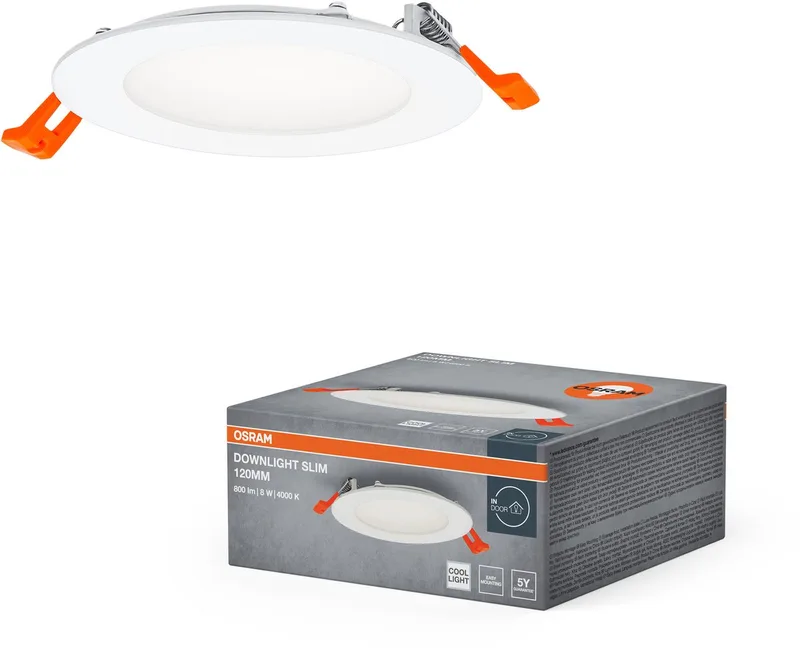 LED Downlight Recess Slim Wit 8W 550lm 110D - 840 Koel Wit | Zaagmaat 120mm van Osram in Wit – productfoto