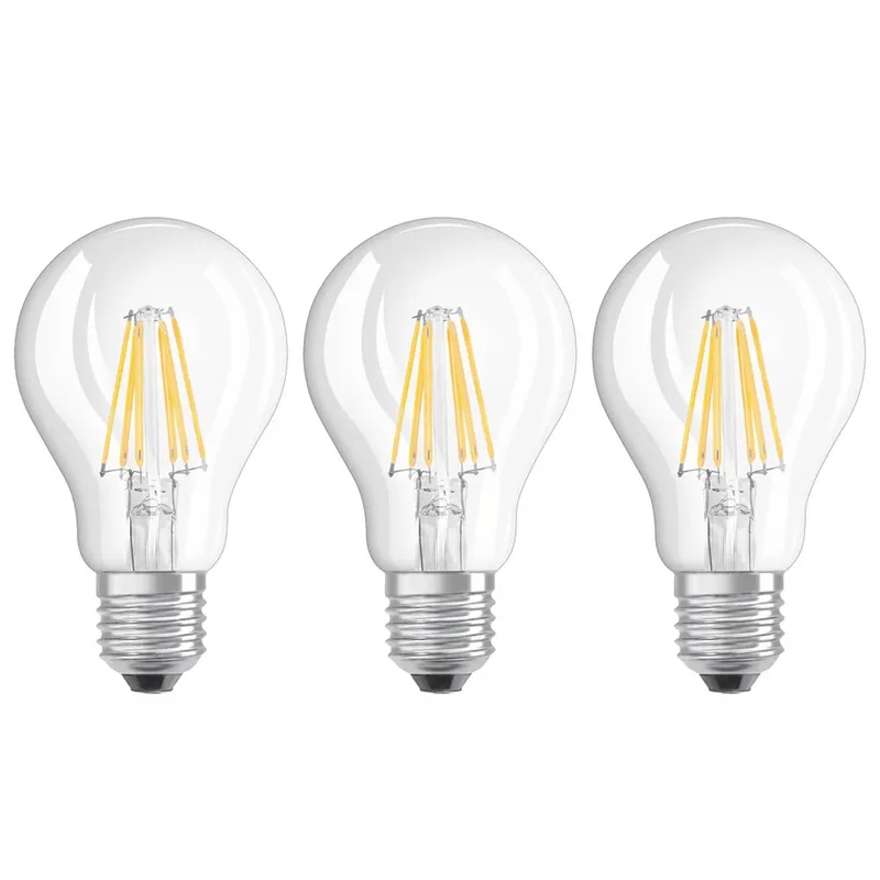 LED filament lamp E27 7W, warmwit, set van 3 von Osram – Produktfoto