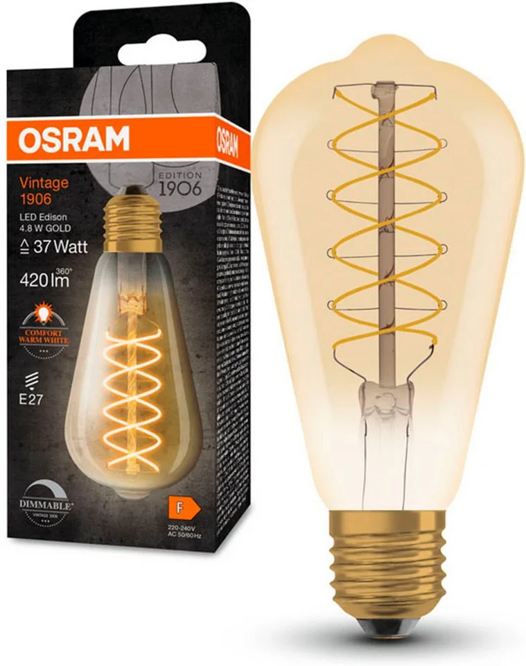 LED-Filament LED-Lampen Vintage, E27, 1 St., Warmweiß de Osram en Or – photo produit